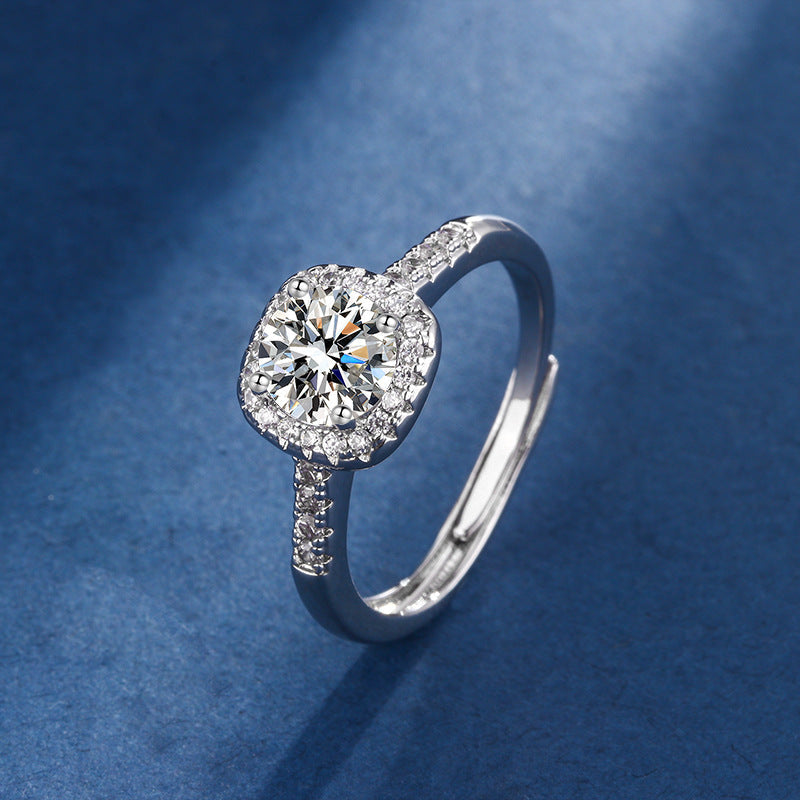 Komplet Aria kwadratowy promienny | Białe złoto