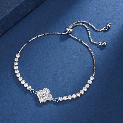 Komplet Aria Clover Charm | Białe złoto
