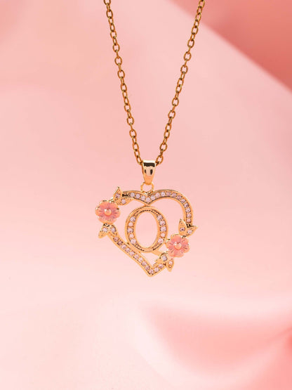 Naszyjnik kwiatowy Charm Initial | Złoto
