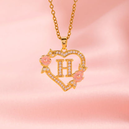 Naszyjnik kwiatowy Charm Initial | Złoto