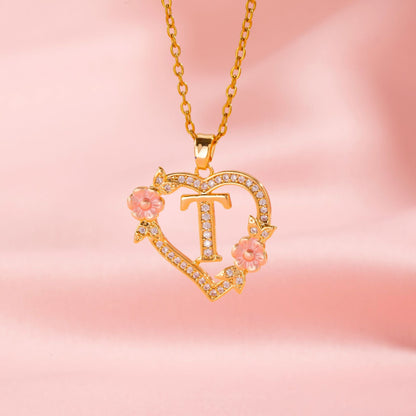 Naszyjnik kwiatowy Charm Initial | Złoto