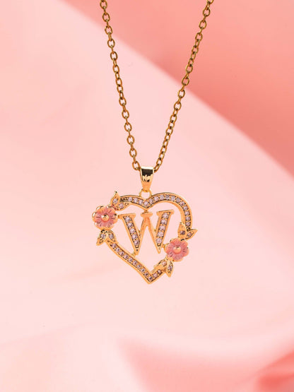 Naszyjnik kwiatowy Charm Initial | Złoto