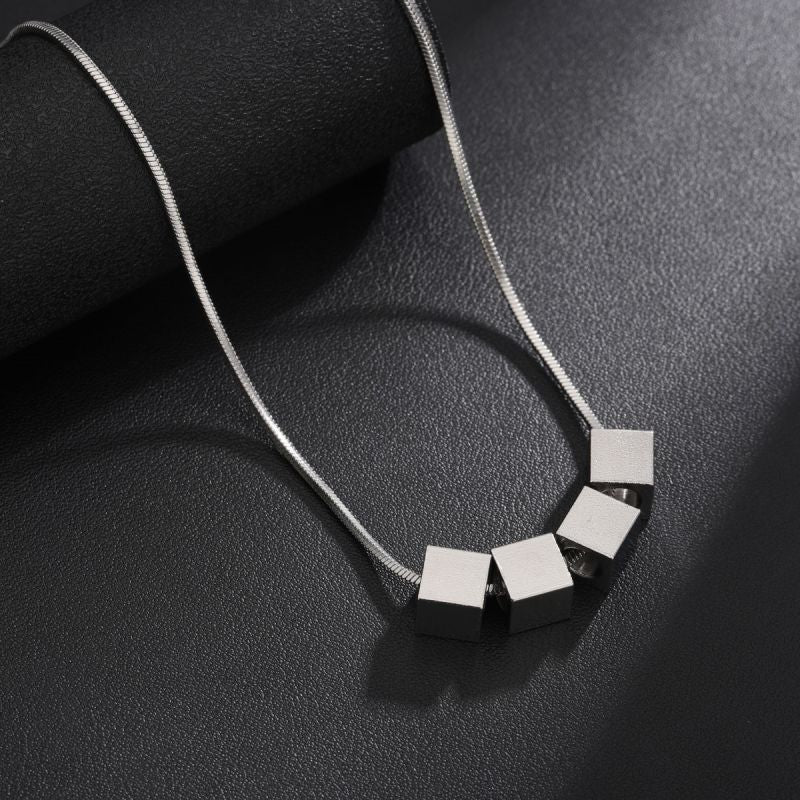 Naszyjnik Zaylen Cube Line | Białe złoto
