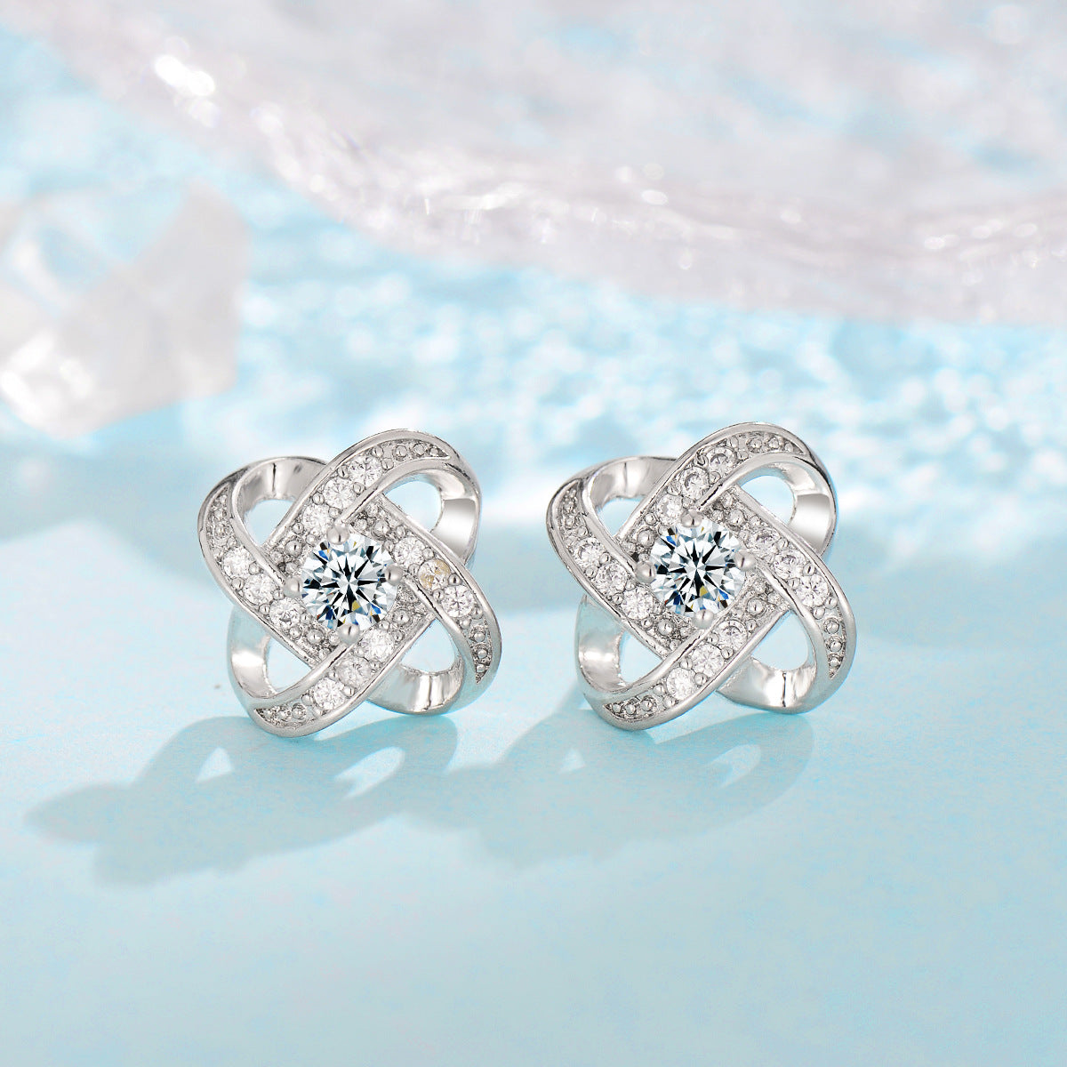 Komplet Fleur de Givre Clover Knot | Białe złoto