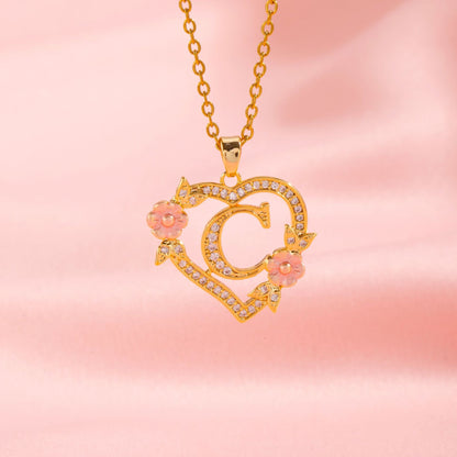 Naszyjnik kwiatowy Charm Initial | Złoto