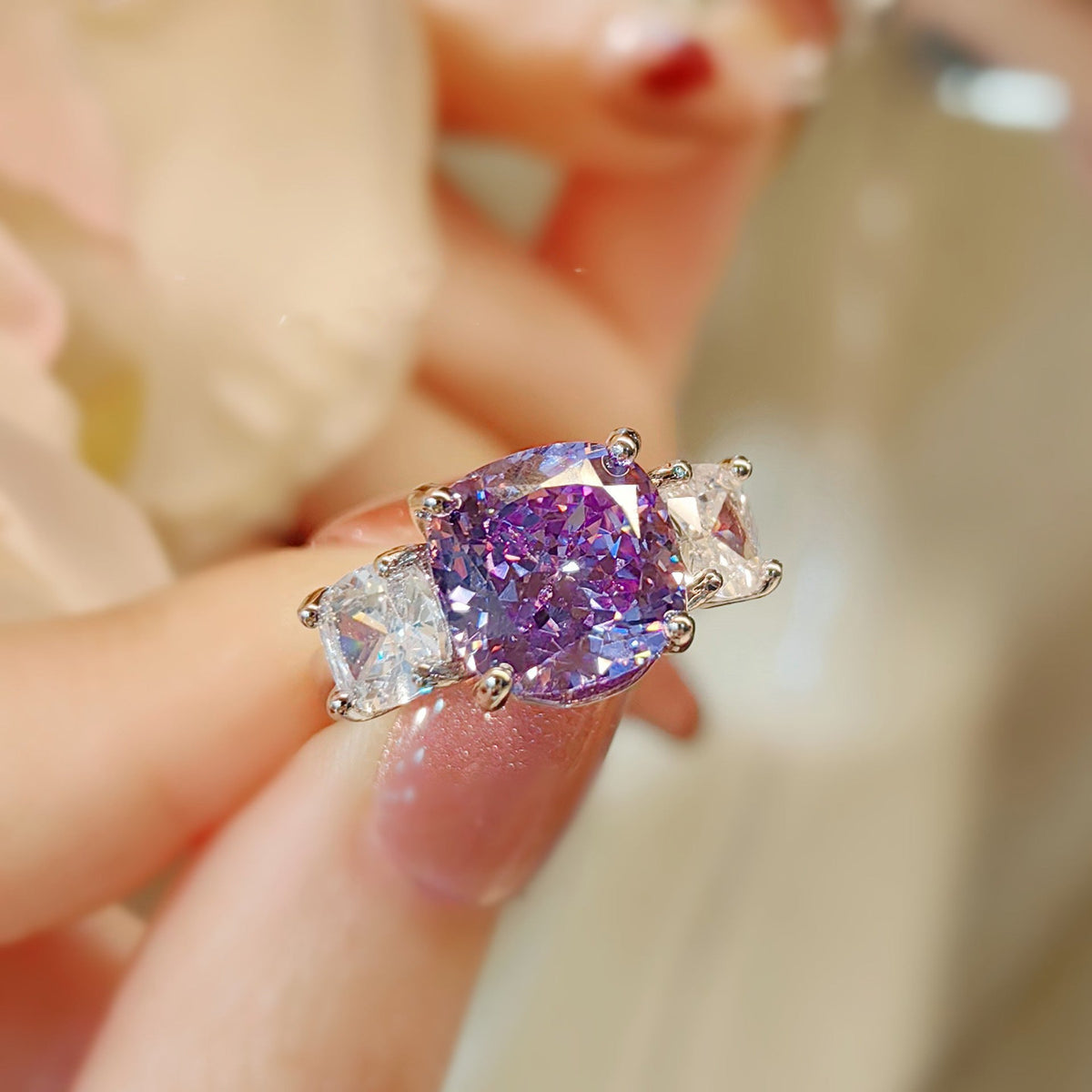 Komplet Adeline Violetta | Białe złoto