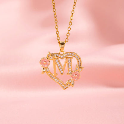 Naszyjnik kwiatowy Charm Initial | Złoto