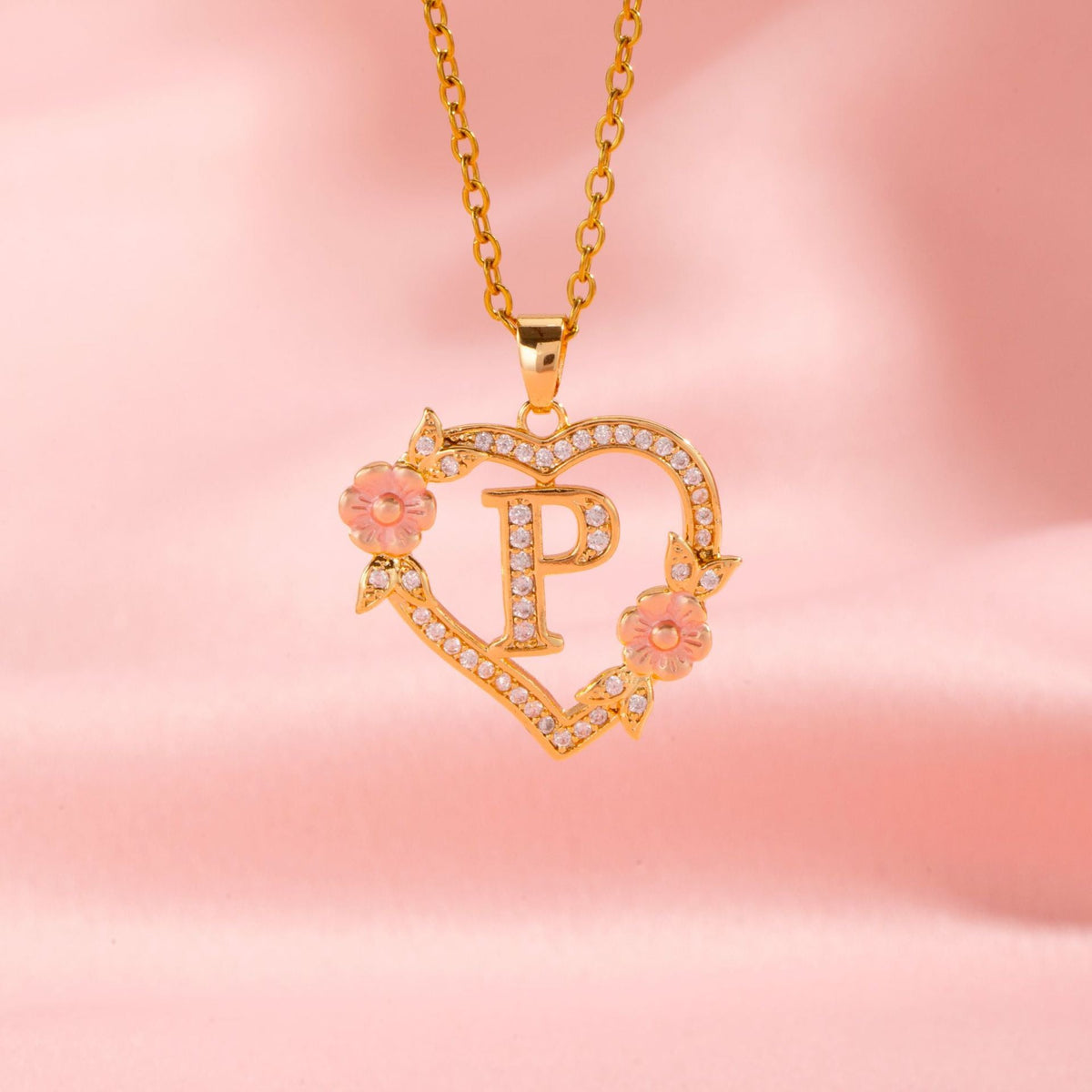 Naszyjnik kwiatowy Charm Initial | Złoto