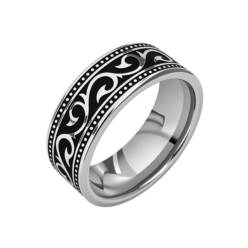 Pierścionek Noir Pattern obrączka | Białe złoto