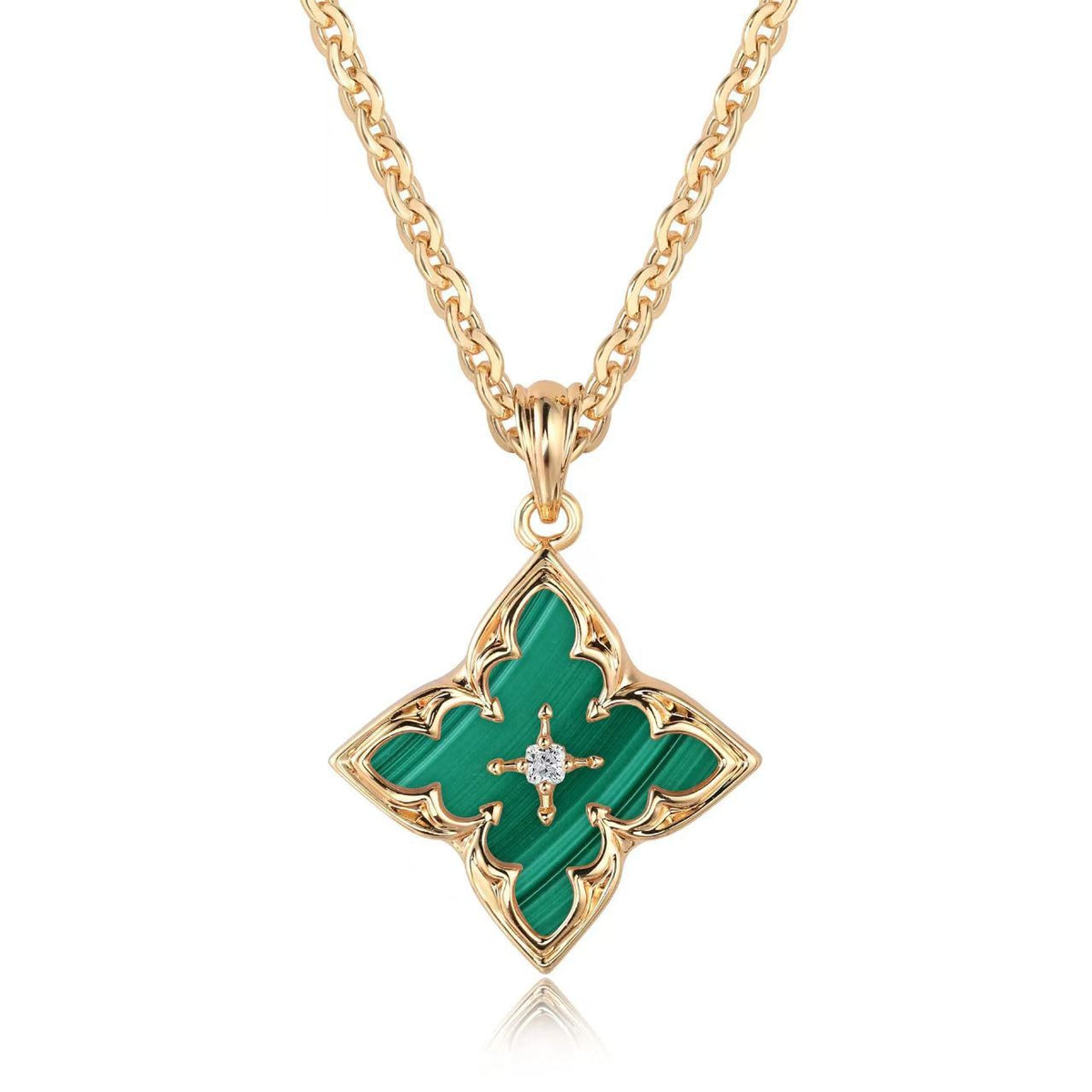 Naszyjnik niebieski Clover | Złoto