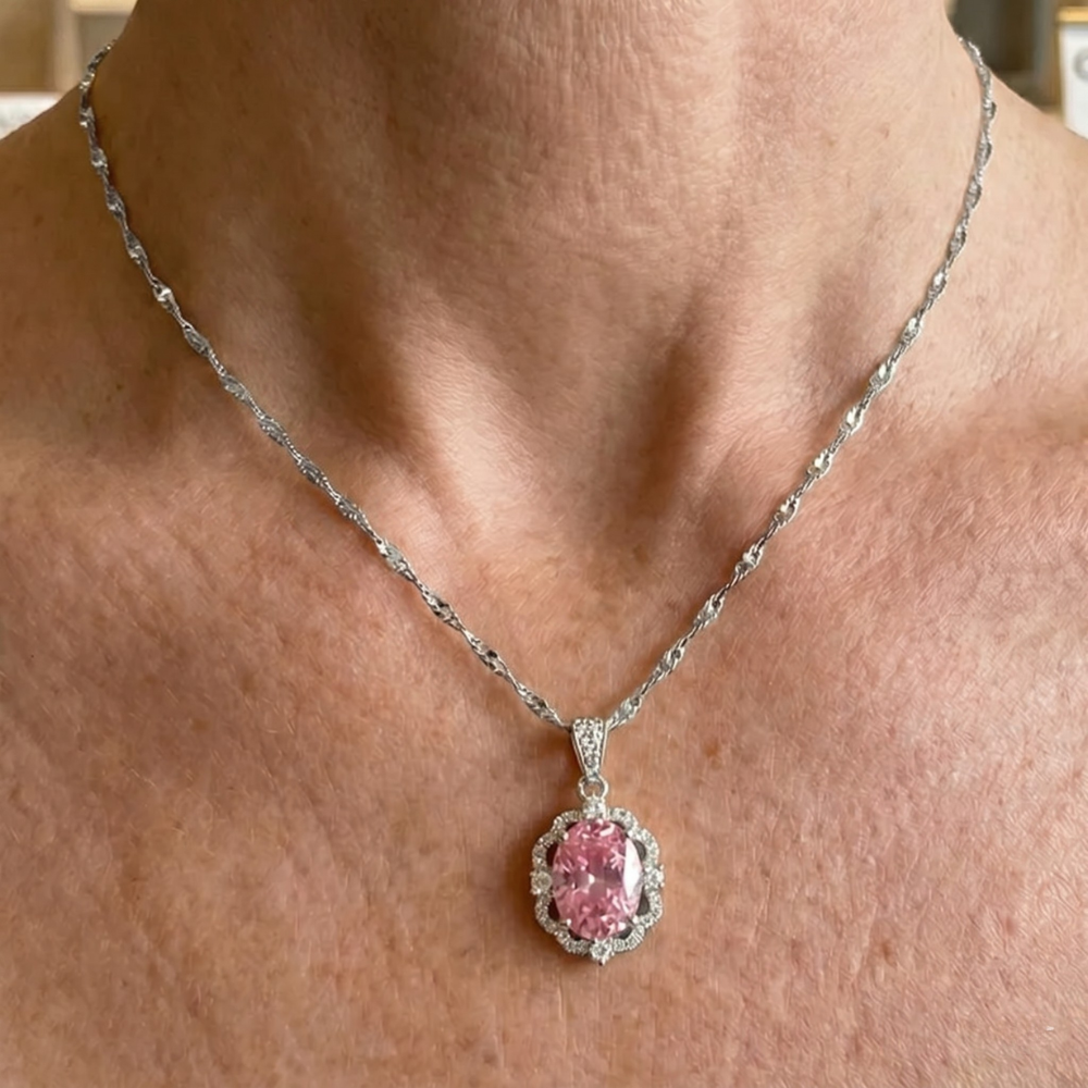 Naszyjnik Rose owalny Crown Halo | Białe złoto