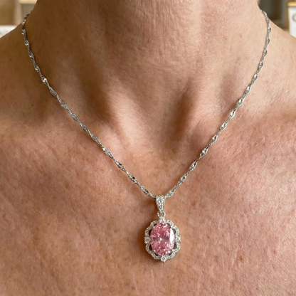 Naszyjnik Rose owalny Crown Halo | Białe złoto