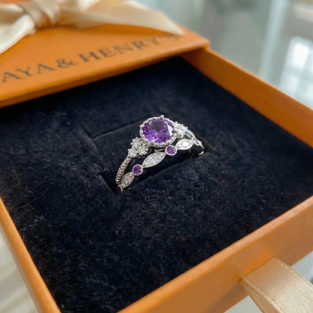 Komplet pierścionków Violetis Crown | Białe złoto
