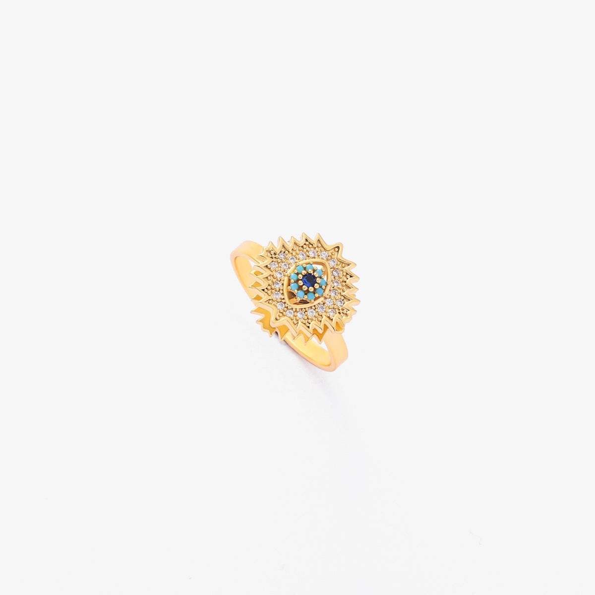 Pierścionek szafirowy Sunburst obrotowy | Złoto