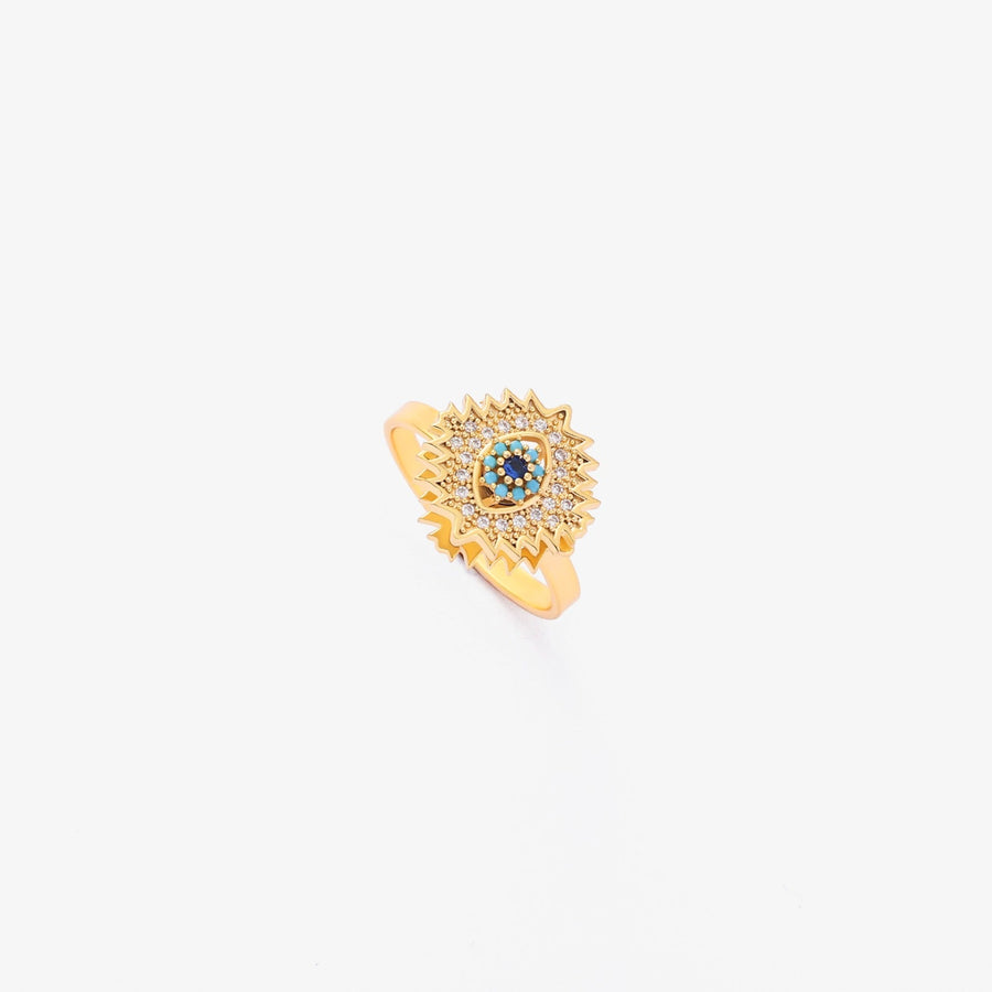 Pierścionek szafirowy Sunburst obrotowy | Złoto