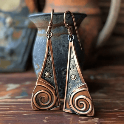 Kolczyki Tribal Swirl miedziane