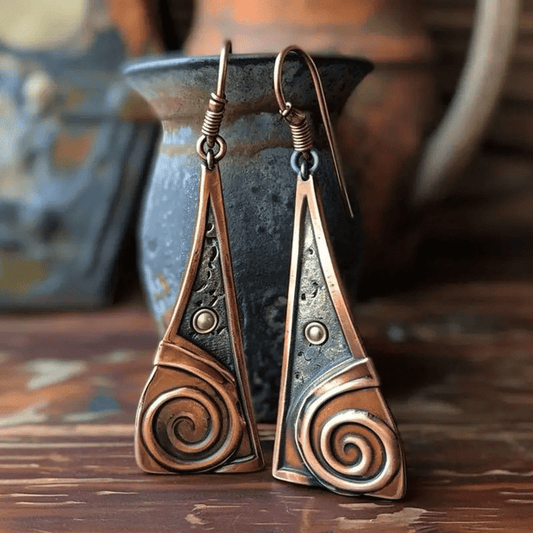 Kolczyki Tribal Swirl miedziane
