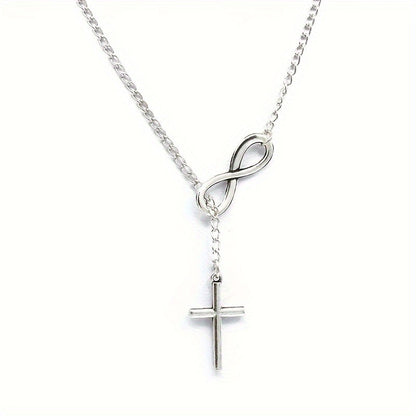 Naszyjnik wieczny Cross | Białe złoto